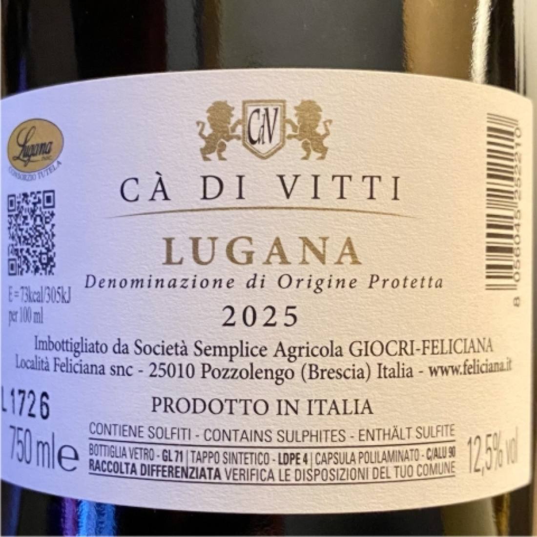 Preview: Cà di Vitti Lugana DOP Weißwein 0,75 L – Feliciana Gardasee