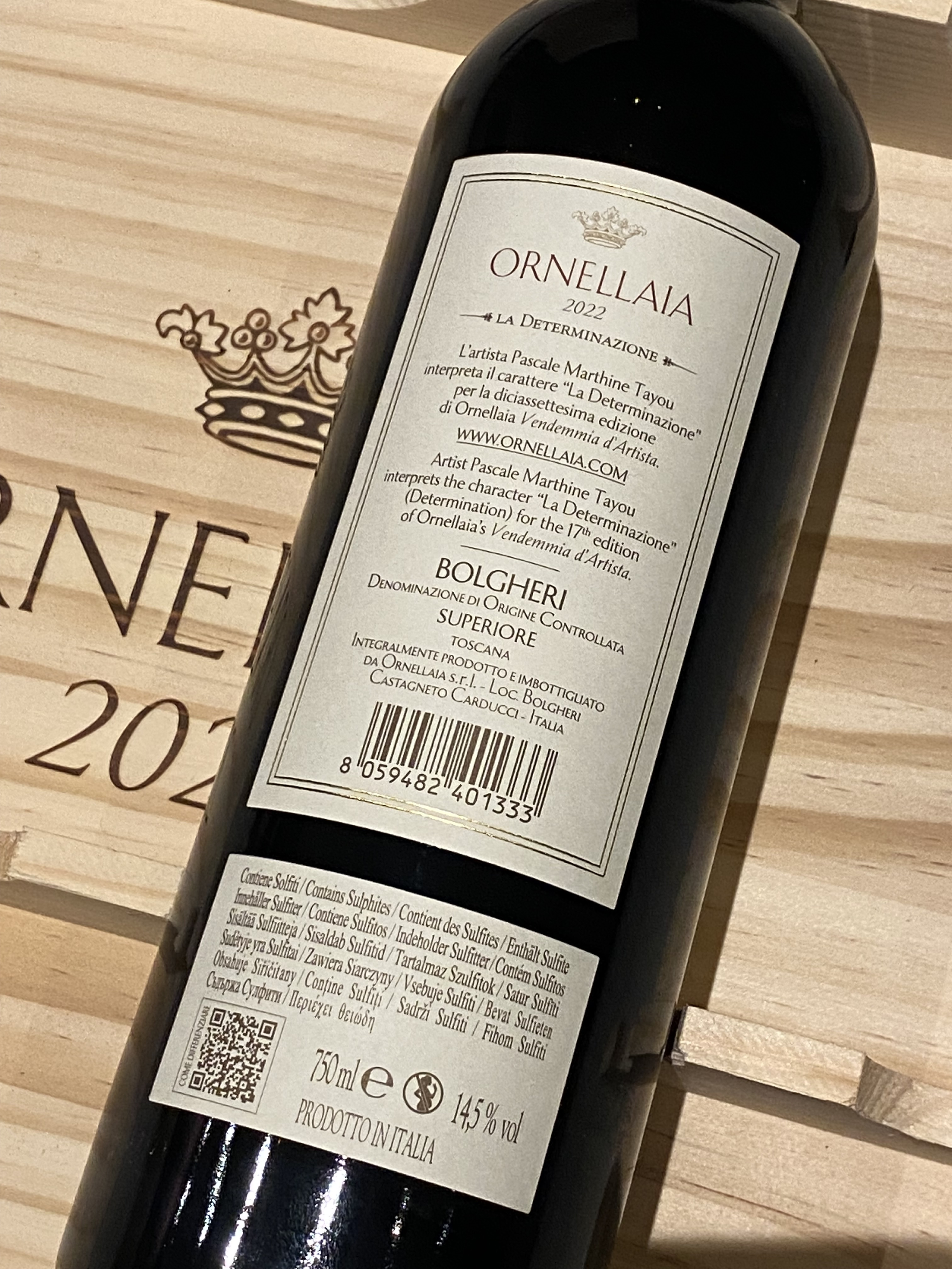 Ornellaia La Determinazione 2022 Bolgheri Superiore Supertuscan Artist Pascale Marthine Tayou
